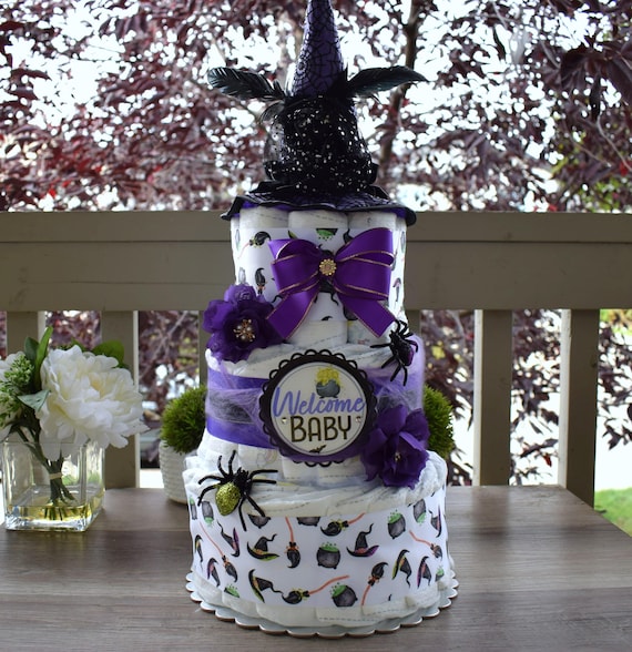 Witch Hat Diaper Cake Baby Shower, Halloween Baby Shower Centerpieces Decoration, Shower Party Decoration, Witchcraft Centerpiece