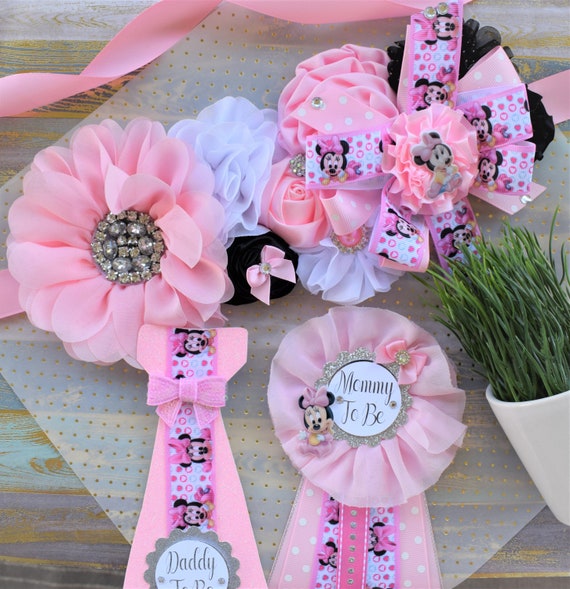 Minnie Mouse Baby Shower, Mommy To Be Pin, Daddy To Be, Maternity Sash