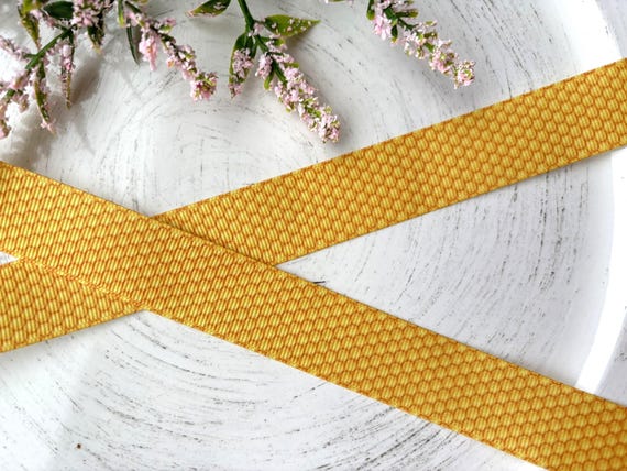 Honey Bumble Bee Grosgrain Ribbon, Diaper Cake Ribbon, Yellow and Black Ribbon || 3 Yards of Ribbon - 1" (25mm)