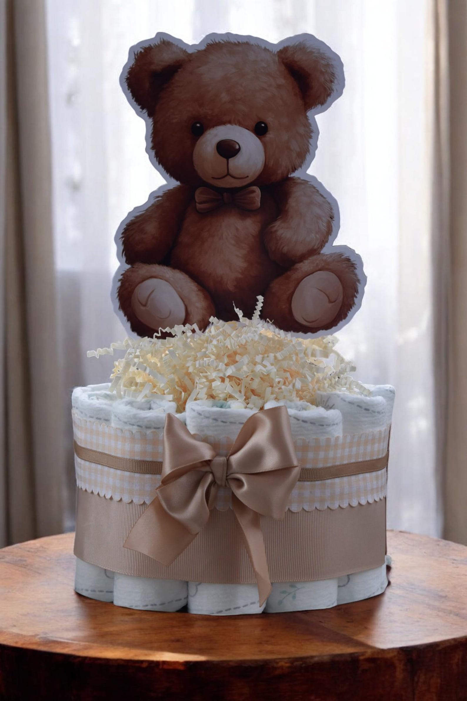 Gender Reveal Teddy Bear Mini Diaper Cake Baby Shower, Centerpieces ...