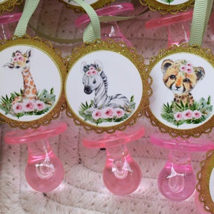 Girl Jungle Safari Pacifier Baby Shower, Pacifiers for Baby Shower ...