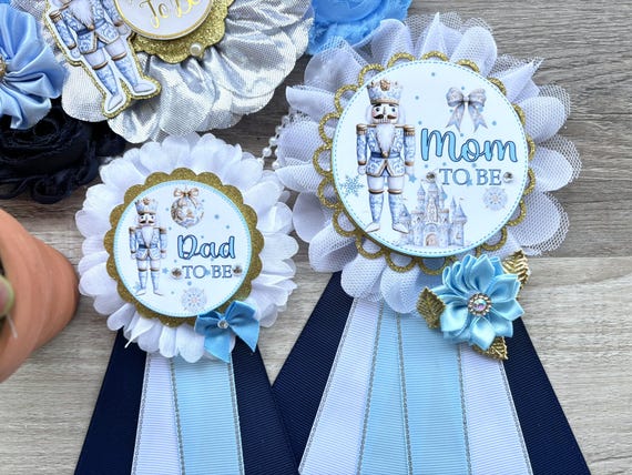 Boy Nutcracker Baby Shower Pins, Maternity Sash, Mommy To Be Pin, Daddy To Be Pin, Nutcracker Baby Shower Gift, Custom Order Welcome