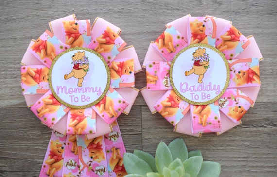Pink Girl Flowers Baby Shower, Girl Mommy To Be Ribbon, Daddy To Be Pin, Parent's To Be Pins