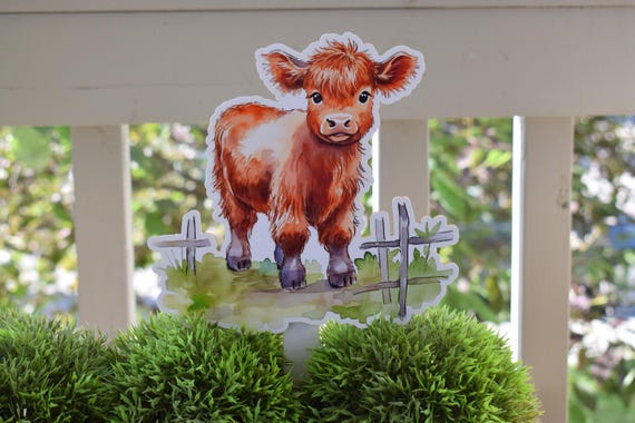 Highland Cow Cake Toppers, Baby Shower and Party, Highland Cow Diaper Cake, Cow Baby Shower Decorations, Celebrations By Cris -S0002
