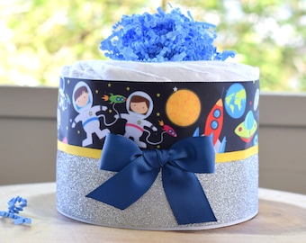 Astronaute Mini Diaper Cake Baby Shower, Décorations de centres de table de baby shower spatiale, Décor de chambre de fille, Cadeau de nouvelle maman, Cadeau de baby shower