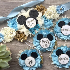 Baby shower garçon sur le thème des souris, écharpe de maternité, ruban « Future maman », cadeau de naissance, cadeau pour futur papa, personnalisé