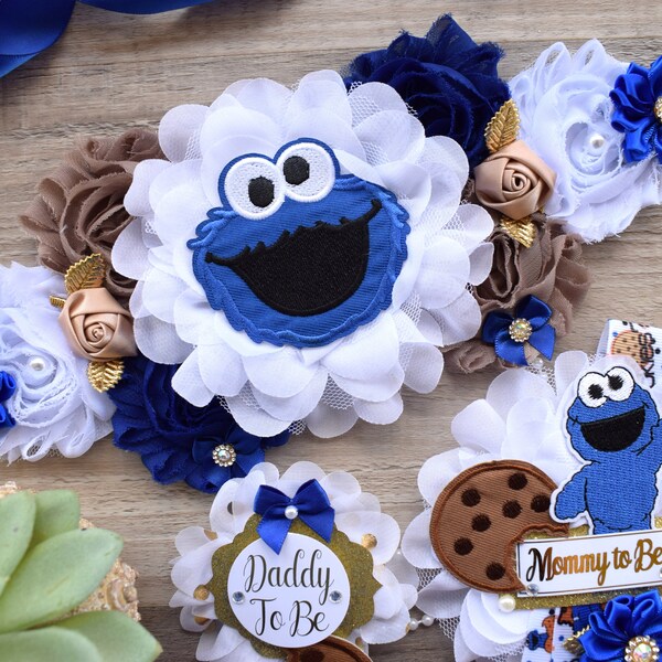 Cookie Baby Shower, Royal Brown White Maternity Sash, Mommy To Be, Daddy To Be, Custom