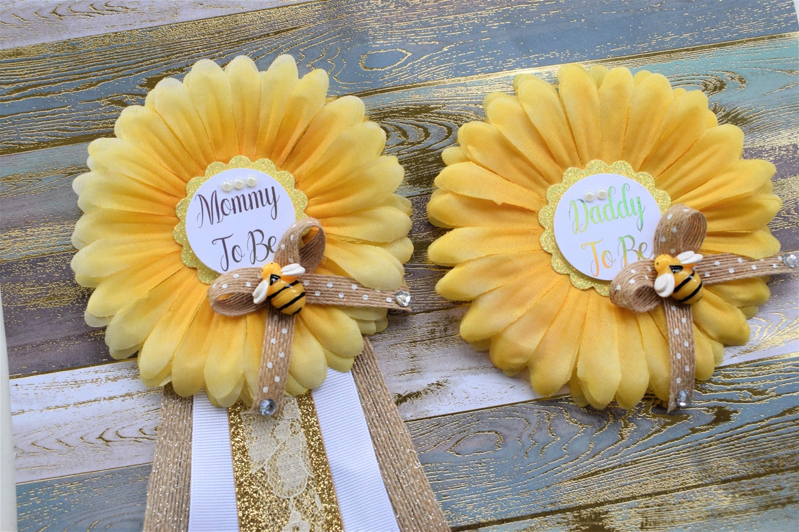 Sunflower Bumble Bee Baby Shower Rustic Yellow Flower Sash Etsy