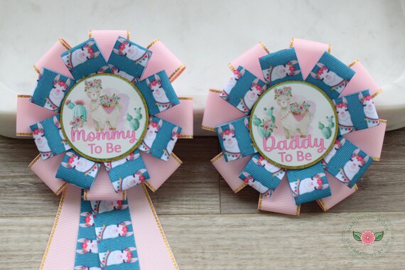 Llama Mama Baby Shower, Llama Cactus Mommy To Be Pin, Llama Mama Corsage Pin, Llama Cactus Daddy To Be Pin
