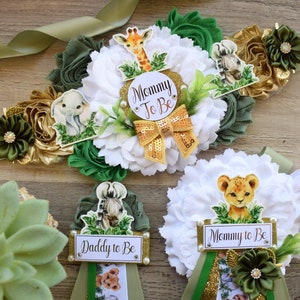 Green Safari Baby Shower, Sage Safari Maternity Sash, Animal Mommy To Be Ribbon Pin, Jungle Daddy To Be Ribbon, Baby shower Gift - S0001