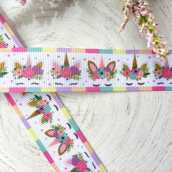 Girl Unicorn Grosgrain Ribbon, Diaper Cake Ribbon, Baby Unicorn Ribbon || 3 Yards of Ribbon - 1" (25mm)