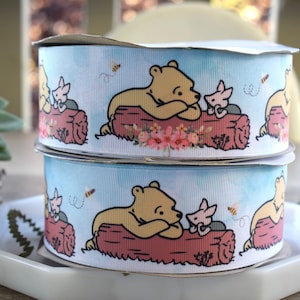 Ruban gros-grain classique Winnie l'ourson, ruban Winnie garçon et Winnie fille, ruban de fête prénatale || 3 mètres de ruban - 1" (25 mm) / 2" (50 mm)