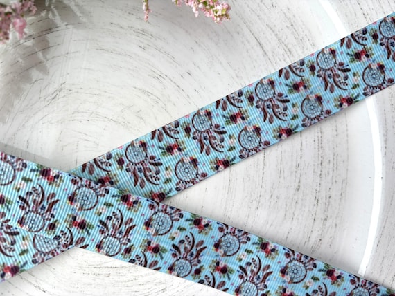 Dreamcatcher Grosgrain Ribbon, Diaper Cake Ribbon, Boho dreamcatcher Ribbon || 3 Yards of Ribbon - 1" (25mm)