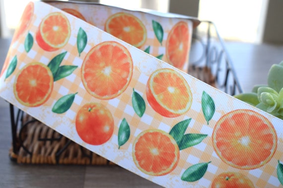 Oranges Grosgrain Ribbon, A Little Cutie Is On The Way, Oranges Fruit Ribbon, Orange Fruit Grosgrain || 3 Yards of Ribbon - 3" (75mm)