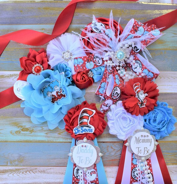 Dr Seuss Maternity Sash And Pin Set Thing 1 And Thing 2 Etsy