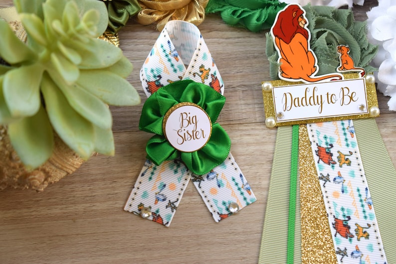 Boy Lion Baby Shower, Maternity Sash, Mommy To Be Pin, Daddy To Be Pin, Custom Baby Shower Set 画像 4