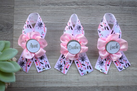Girl Pink Ghost Halloween Baby Shower, Pink Maternity Sash, Mommy To Be Ribbon, Daddy To Be Pin, Halloween Baby Shower Gift, Custom