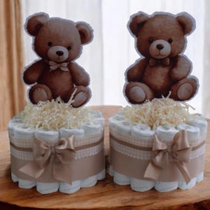 Mini gâteau de couches ours en peluche pour révéler le sexe du bébé, décorations de table pour baby shower, décoration de chambre d'enfant, cadeaux pour nouvelle maman, cadeau de baby shower