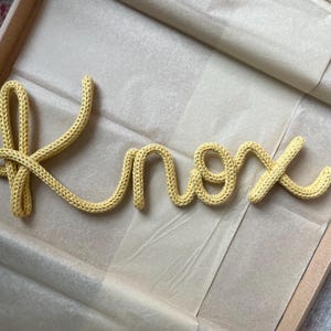 Knitted Name Sign Personalised Wire Word Cord Tricotin Nursery Decor Wall Hanging