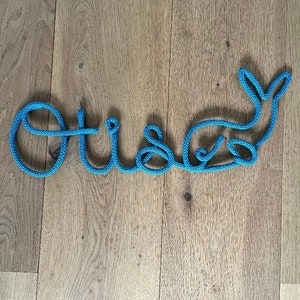 Whale Knitted Name Sign  - Personalised Under The Sea Wire Word Wall Hanging - for Birthday Baby Playroom  - Fish Aquarium Nautical