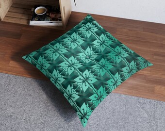 Geometric Needlepoint Patterns Tufted Floor Pillow, Square