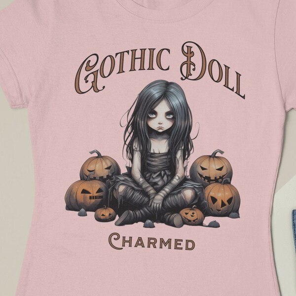 Charmed Gothic Doll Shirt for Halloween, Creepy Doll Little Monster Shirt For Pumpkin Patch.