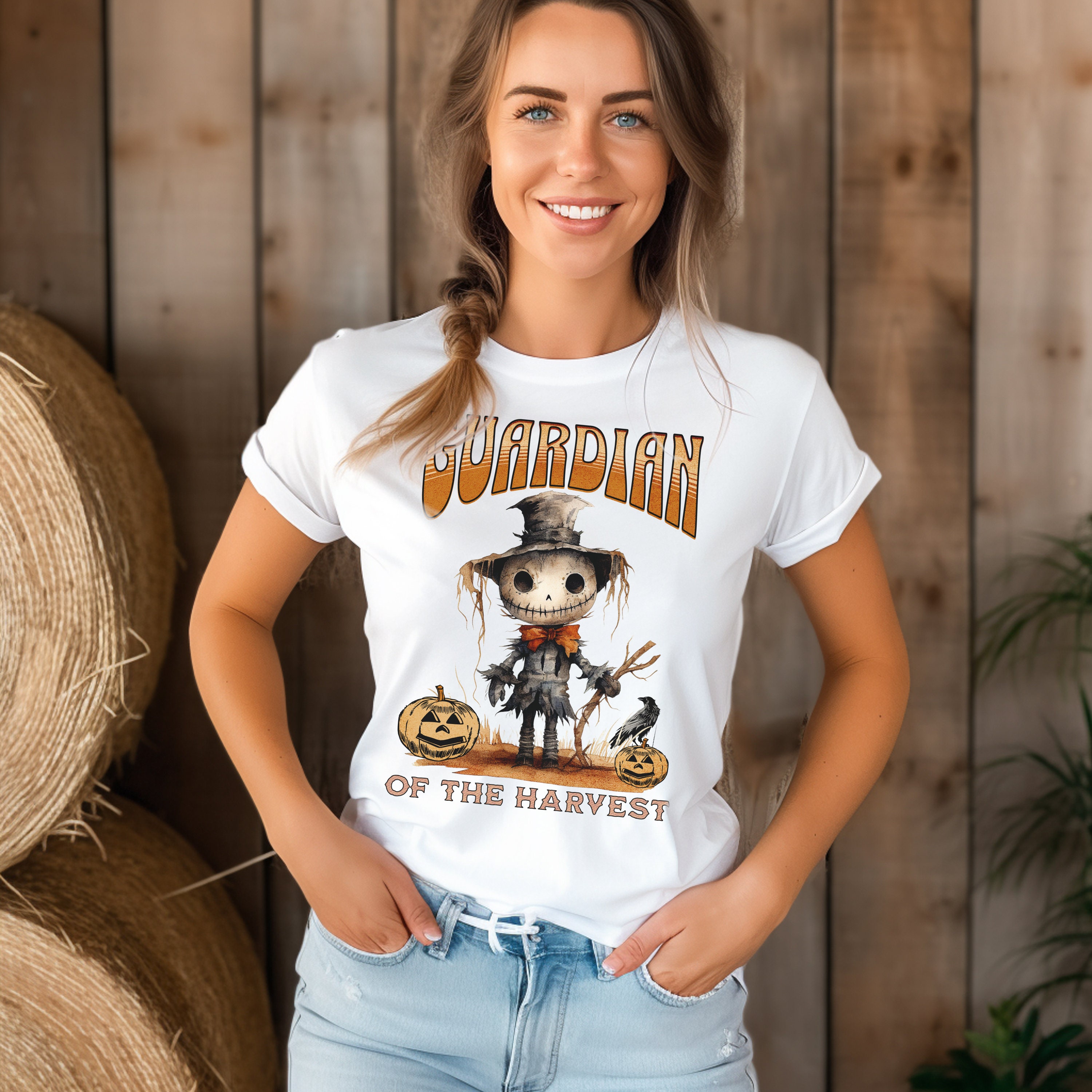 Discover Halloween Shirt with a Scarecrow. Pumpkin Patch Shirt. Thanksgiving shirt.