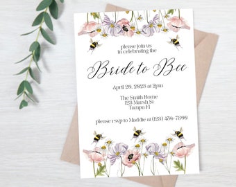 Modèle d'invitation à la fête nuptiale de la mariée à l'abeille à télécharger