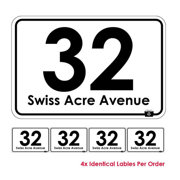 Wheelie Bin Numbers X4! Custom House And Road Street Name Stickers (BN-19B)