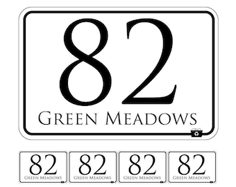 Wheelie Bak Nummers X4! Aangepaste huis en weg straatnaam stickers (bn-28b)