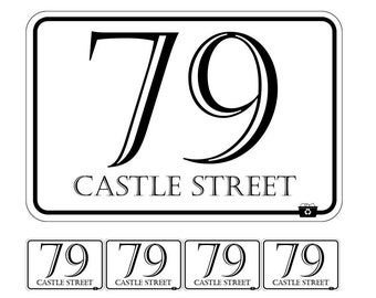 Wheelie Bin Numbers X4! Custom House And Road Street Name Stickers (BN-24B)