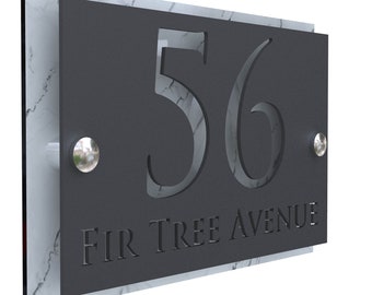 K Smart Sign | Simpatico | Laser Cut Matt Gray Acrylic With Various Mirror Marble Coloured Backplates - Personalised | 200mm x 130mm