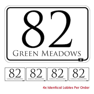 Wheelie Bin Numbers X4! Custom House And Road Street Name Stickers (BN-28B)