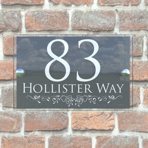 Decorative Acrylic & Aluminium Personalised Wall Plaque House Number DECA5-28W-A-C-G image 4