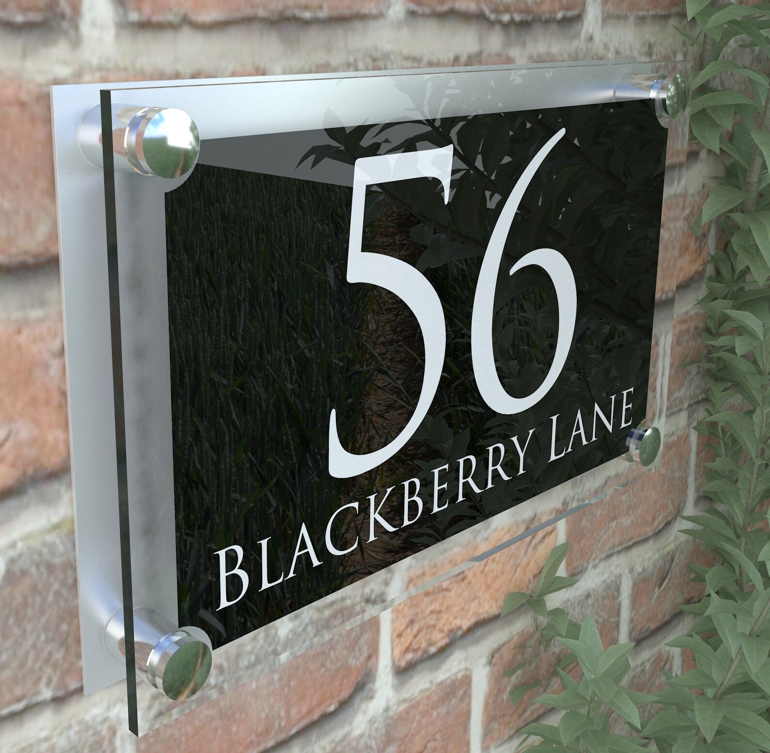 Modern Clear Acrylic House Sign - Custom Engraved Door Number & Name Plaque