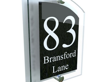 Modern Contemporary Property Number Door Sign Plaque (ARCA5-2WB-S-C)