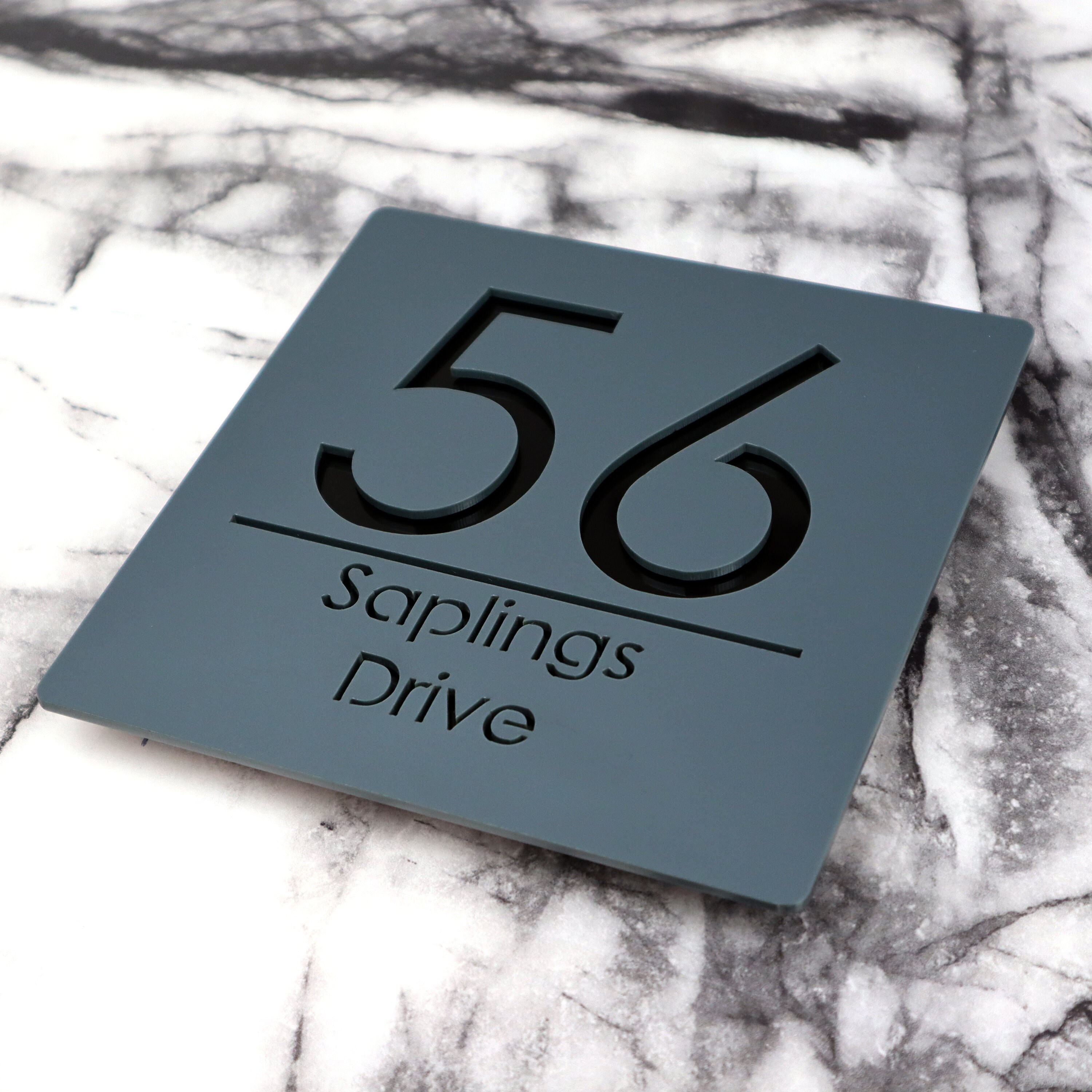 K Smart Sign | Bellissima Video Doorbell House Sign Door Number Plaques For Nest Ring Wifi Doorbell Plate Mount | Dark Matt Gray - Silver Chrome Mirror | Classic Style | 300mm - View #2