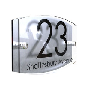 Modern Contemporary Property Number Door Sign Plaque (EMA5-27B-S-C)