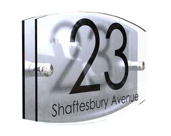 Modern Contemporary Property Number Door Sign Plaque (EMA5-27B-S-C)