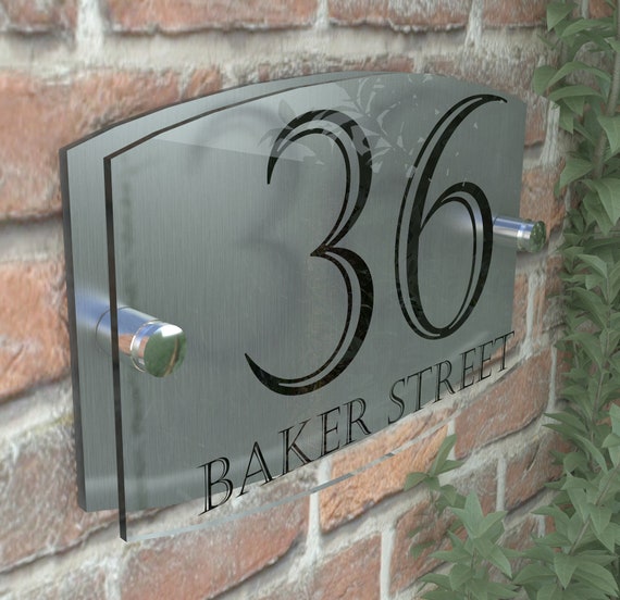 Modern House Number Plaques Acrylic Wall Door Sign Name Plate Ema4
