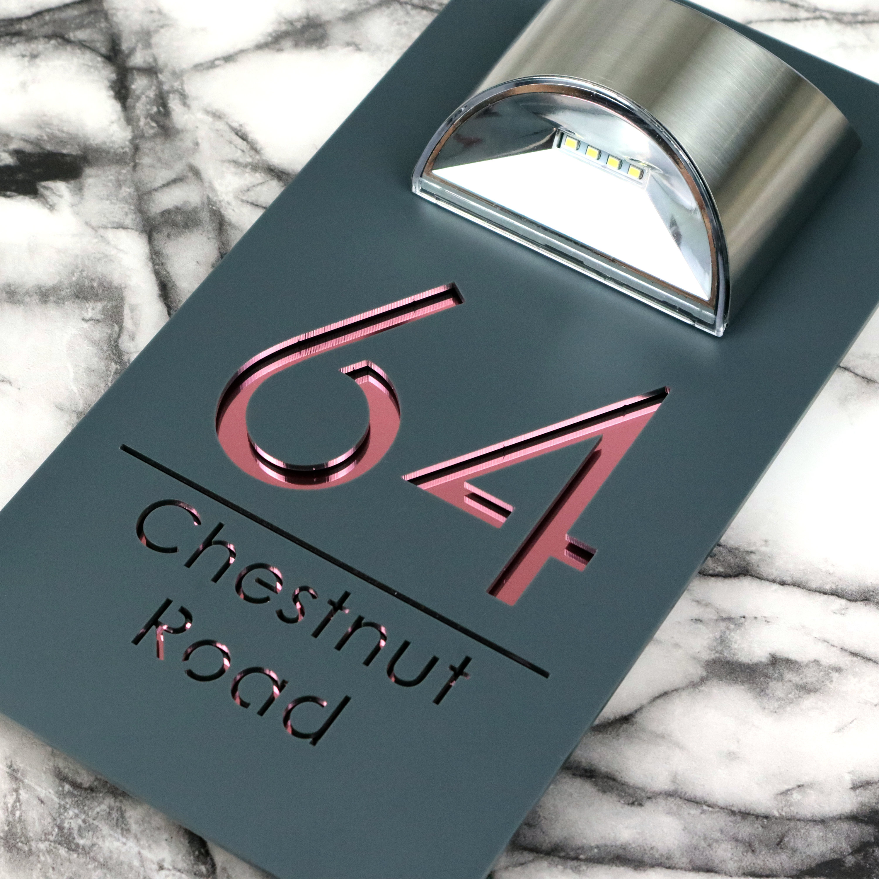 Beautiful Grey Mirror House Sign With Solar Light Laser Acrylic