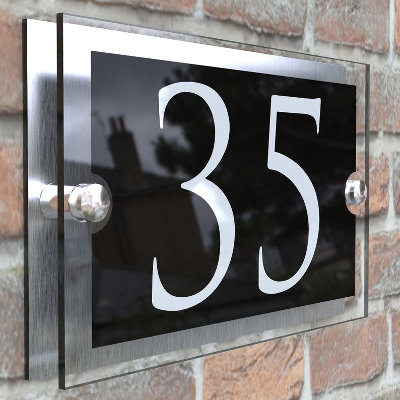 Acrylic & Aluminium Personalised Wall Plaque House Number PARA5-28WB-S-C image 4