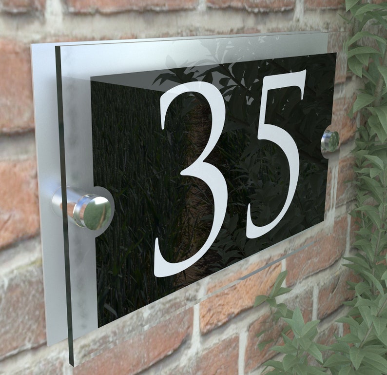 Acrylic & Aluminium Personalised Wall Plaque House Number Etsy