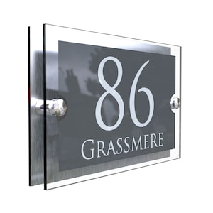 Acrylic & Aluminium House signs Door Number PARA5-28WA-S-C image 1