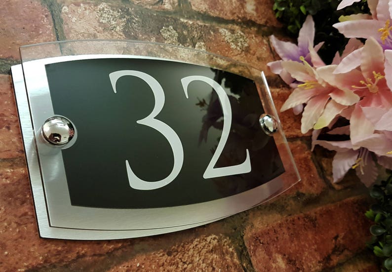 Acrylic & Aluminium House signs Door Number ESTA5-28WB-S-C image 4