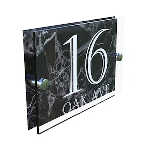 Bespoke Modern contemporary house sign plaque door number marble door sign personalised acrylic door