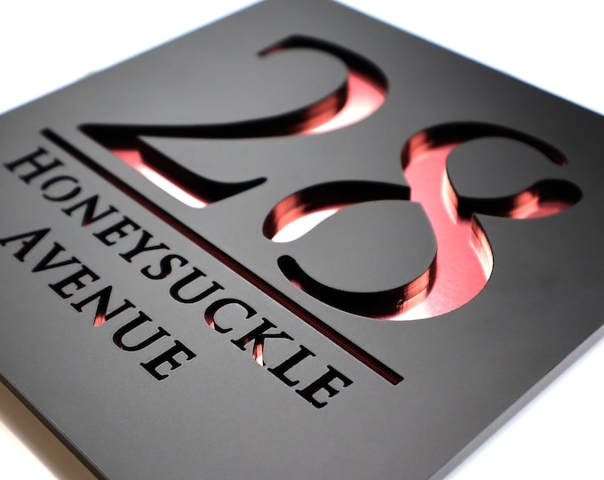 K SMART SIGN | Bellissima S1 Cream | Flowers House Numbers Plaques Decorative House Floral Door Laser Signs Number Name Personalised Plaques Acrylic