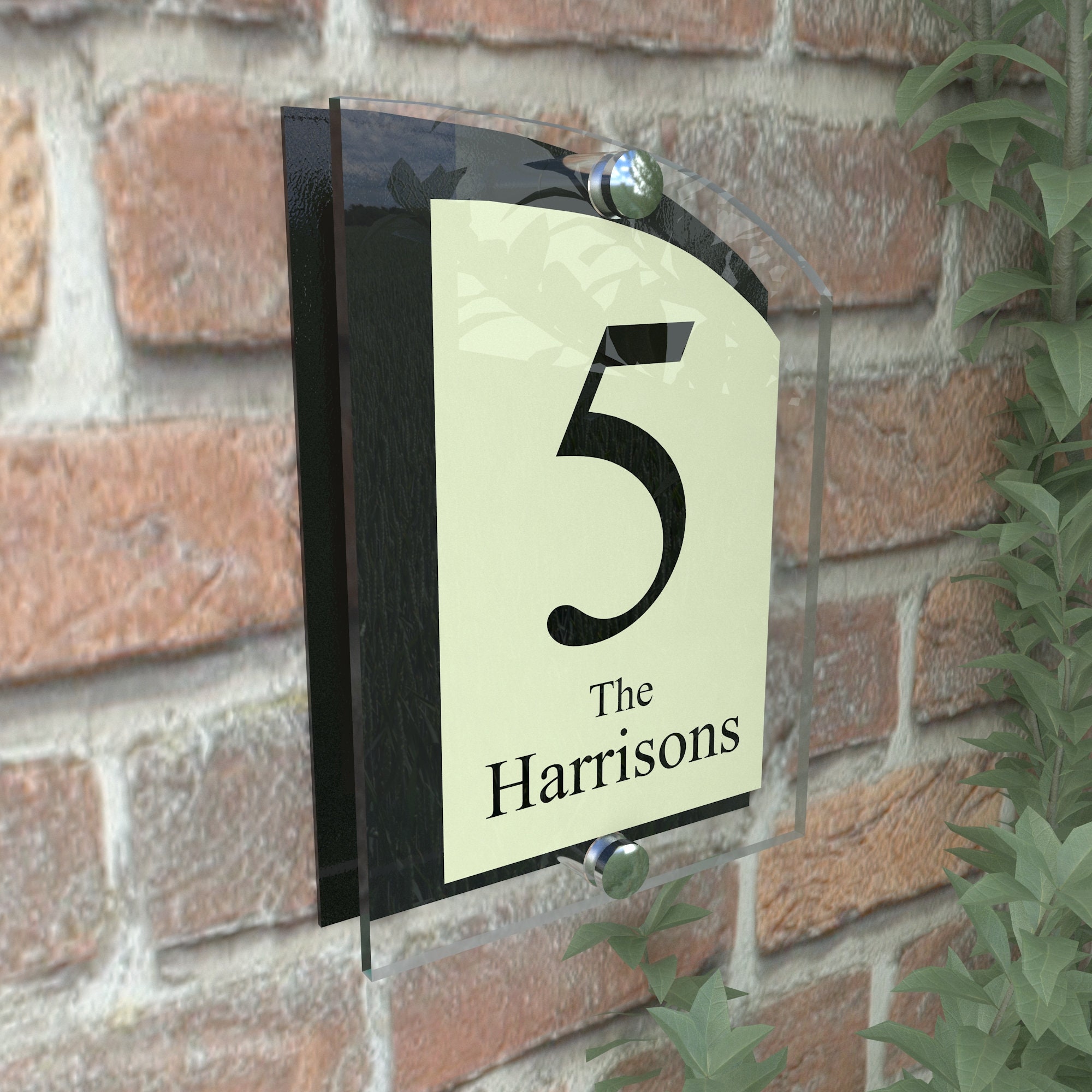 Acrylic & Aluminium Personalised Wall Plaque House Number Etsy
