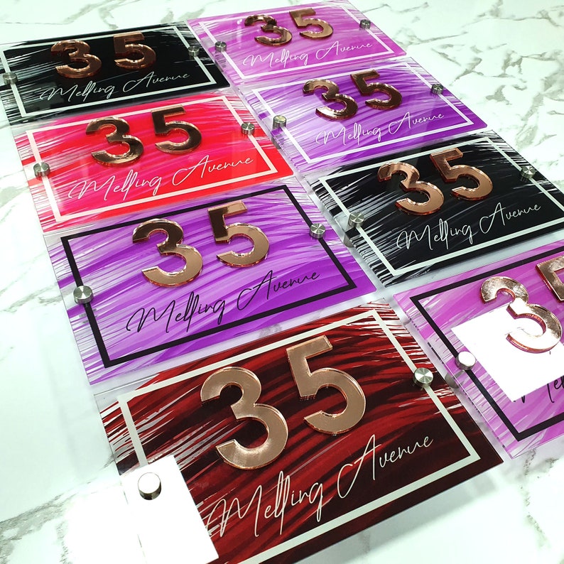 Rose Gold House Numbers Signs 3d Printed Address Door Numbers Etsy Canada