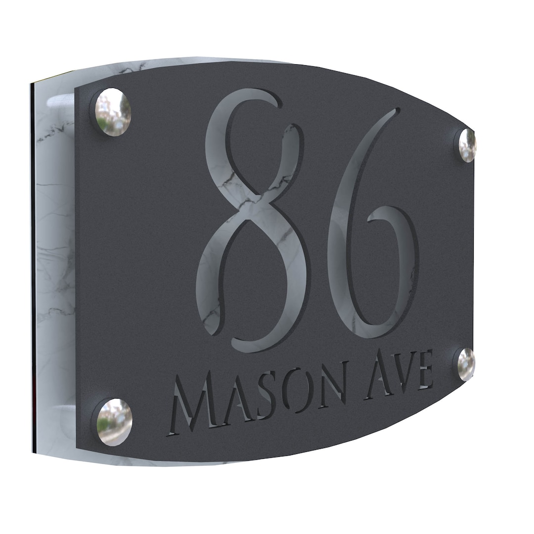 K Smart Sign Carino Laser Cut Grey House Signs Number Matt Gray
